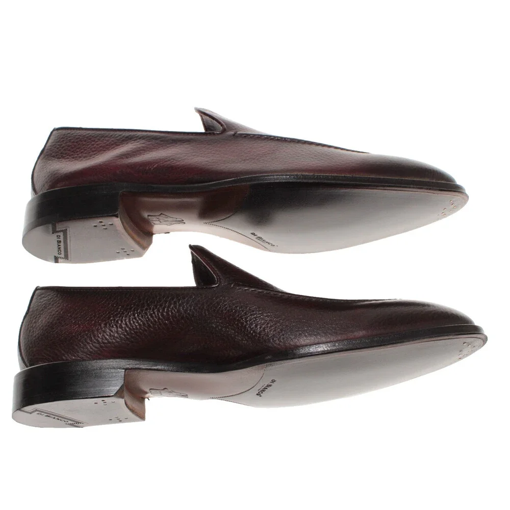 Di Bianco NWB Slip On Loafers Size 9.5 US in Dark Purple Pebbled Leather
